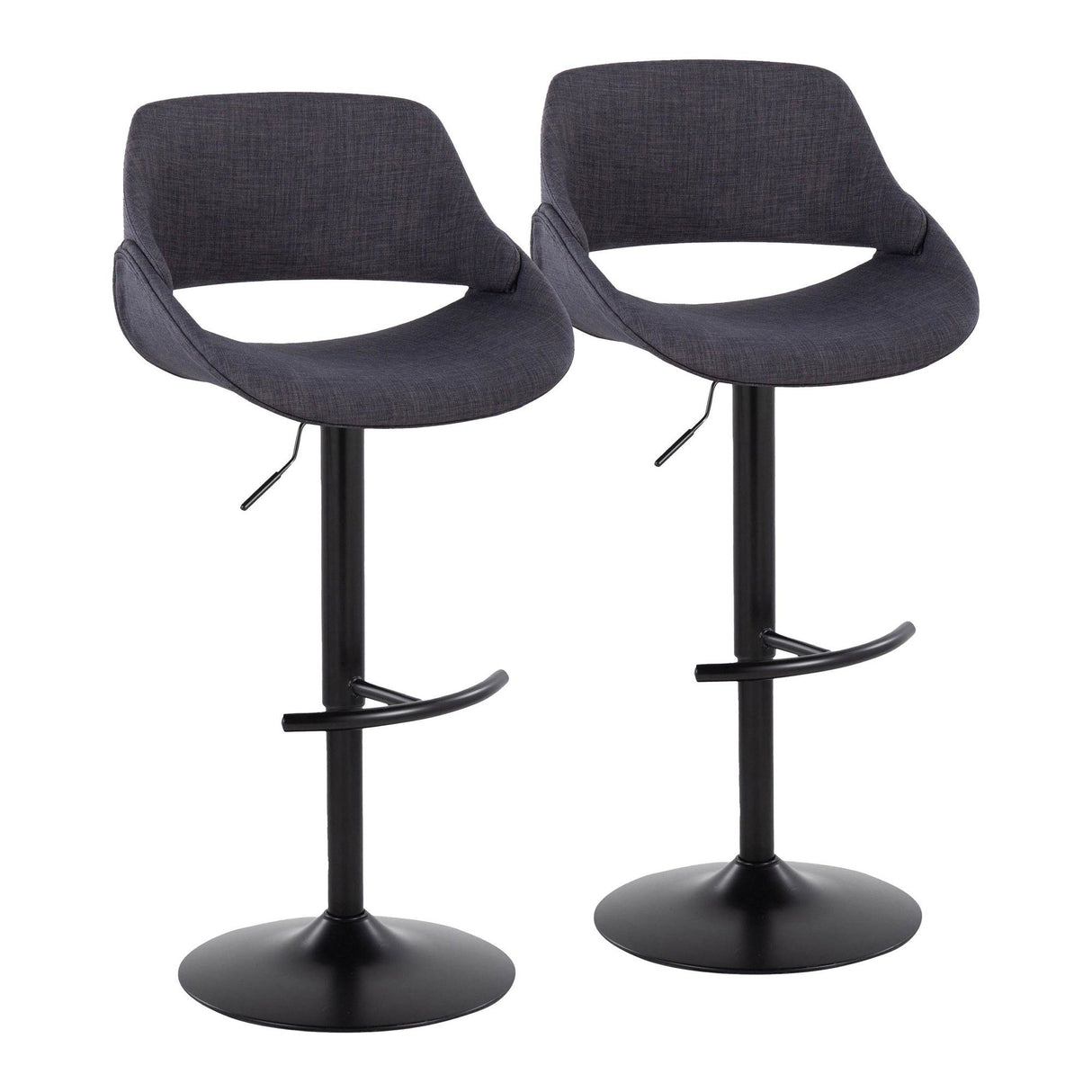 Fabrizzi - Adjustable Barstool With Rounded T Footrest (Set of 2) - Black Metal