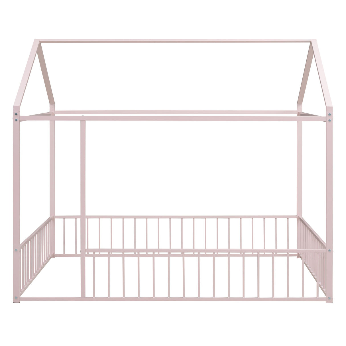 Metal Bed House Bed Frame With Fence