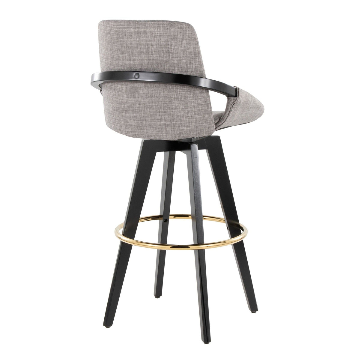 Cosmo - Fixed-Height Barstool (Set of 2) - Black Wood Base, Gold Footrest