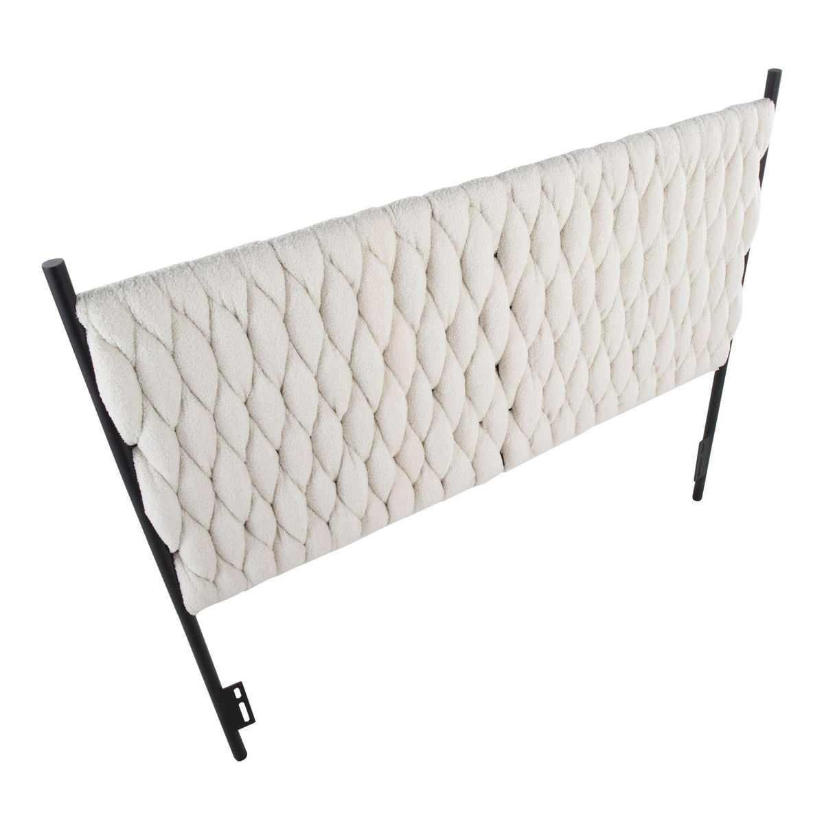 Braided Matisse - Queen Size Headboard - Black / Cream Sherpa