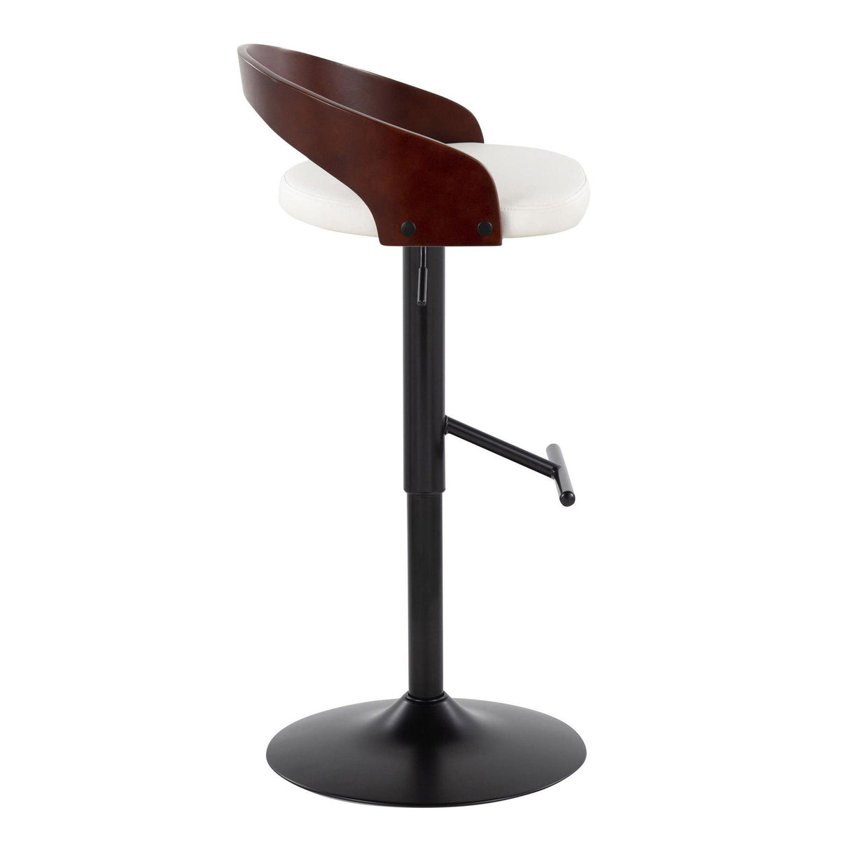 Grotto - Adjustable Barstool (Set of 2) - White Faux Leather And Cherry Wood