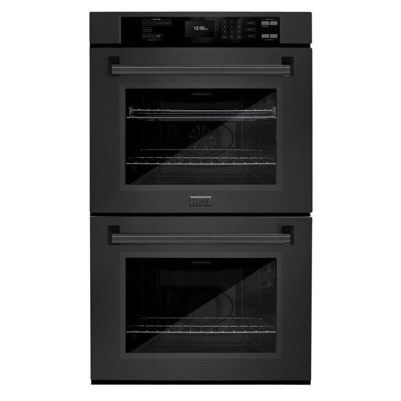 Kitchen Package with 30 in. Black Stainless Steel Rangetop, 30 in. Over The Range Microwave with Modern Handle and Double Wall Oven - (3KPRTBOTR30AWD) -