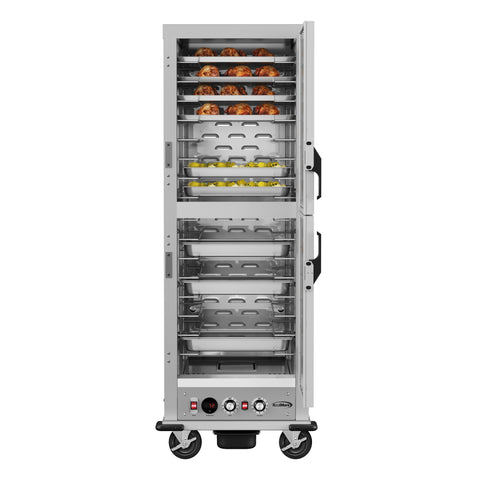 33 in. Commercial Insulated Heated Holding/Proofing Cabinet with Wire Racks and Solid Dutch Doors in Silver (KM-CHP36-WIDD)