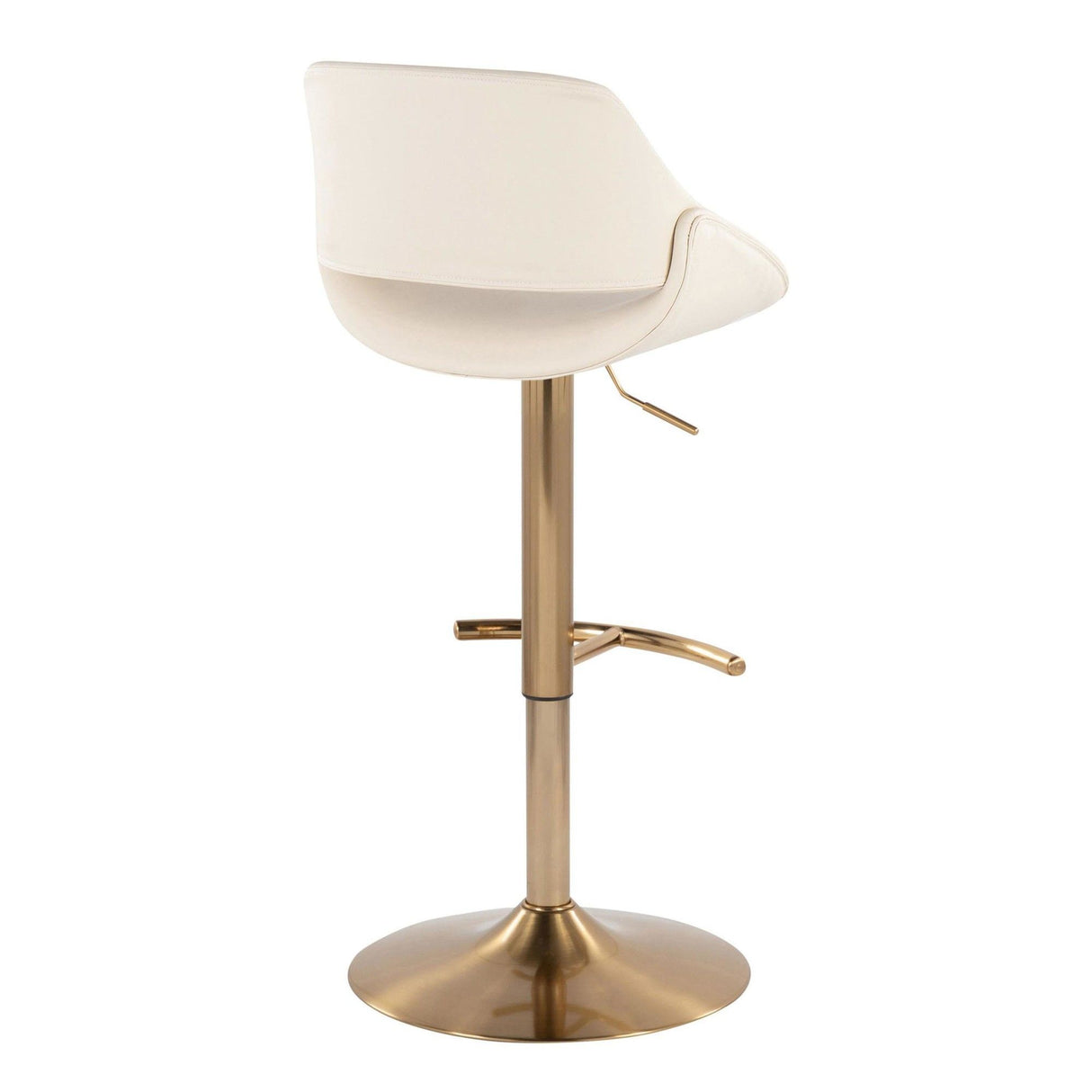 Fabrico - Adjustable Barstool With Swivel (Set of 2) - Gold Metal And Cream Faux Leather With Rounded T Footrest