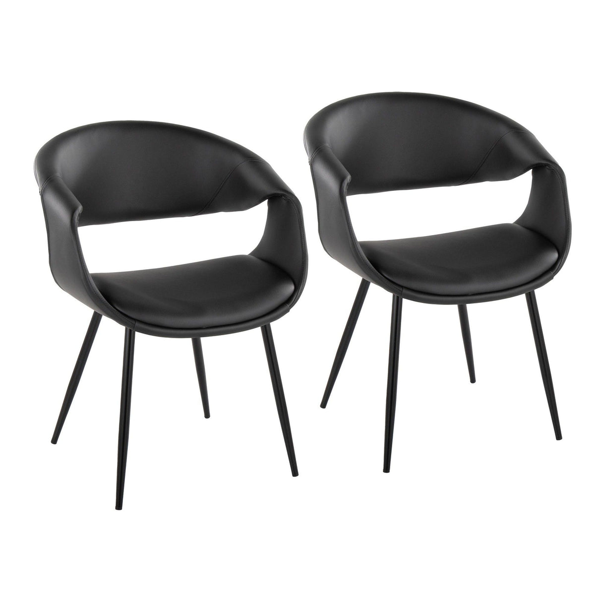 Curvo - Upholstered Chair (Set of 2) - Black Metal Legs