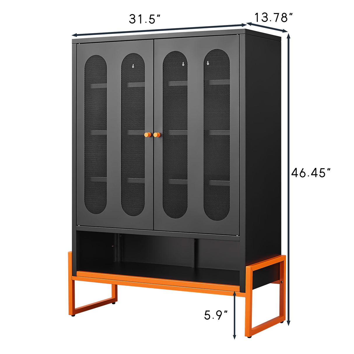 Modern Metal Shoe Cabinet With Double Sided Mesh Doors And Adjustable Partitions - Black