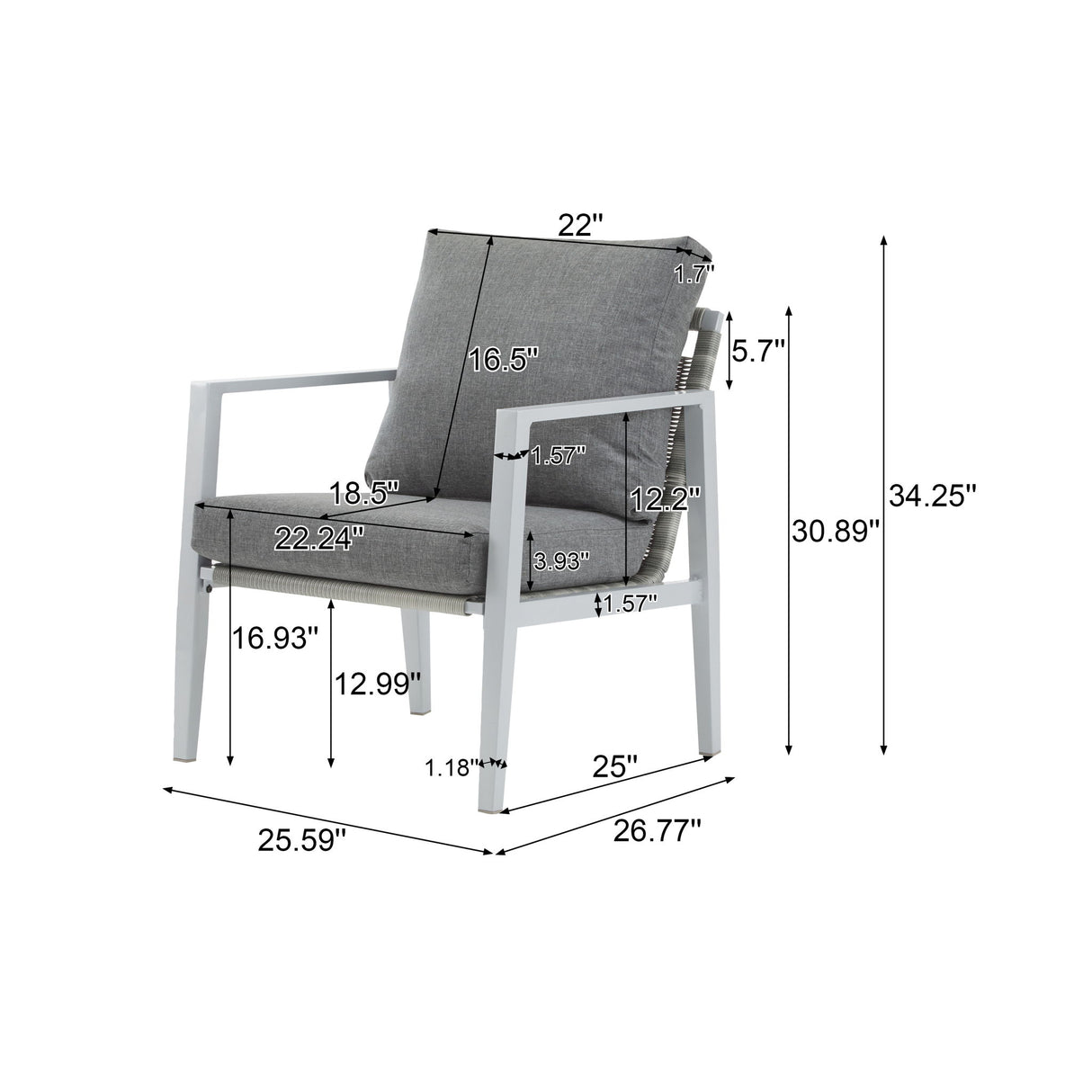 Modern Lounge Chair With Rope Accents And Cushions
