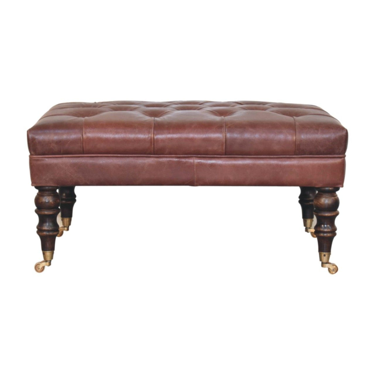 Buffalo - Leather Ottoman With Castor Legs