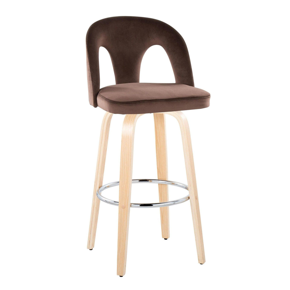 Ava - Upholstered Fixed-Height Barstool (Set of 2) - Natural Wood Base