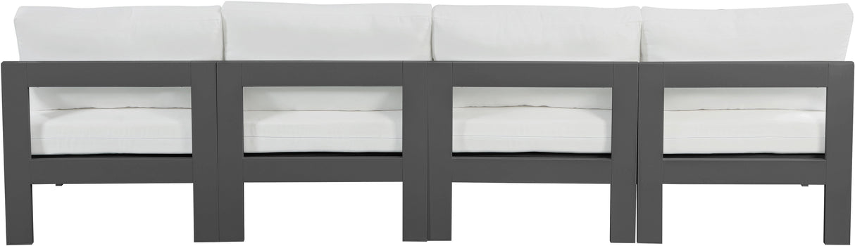 Nizuc - Outdoor Patio 4 Seat Armless Modular Sofa With Gray Frame