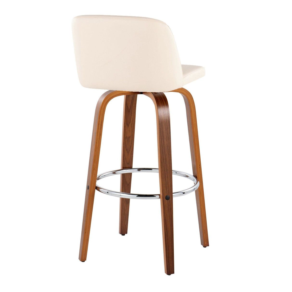 Toriano - 30" Fixed-Height Barstool (Set of 2) - Walnut & Chrome Base