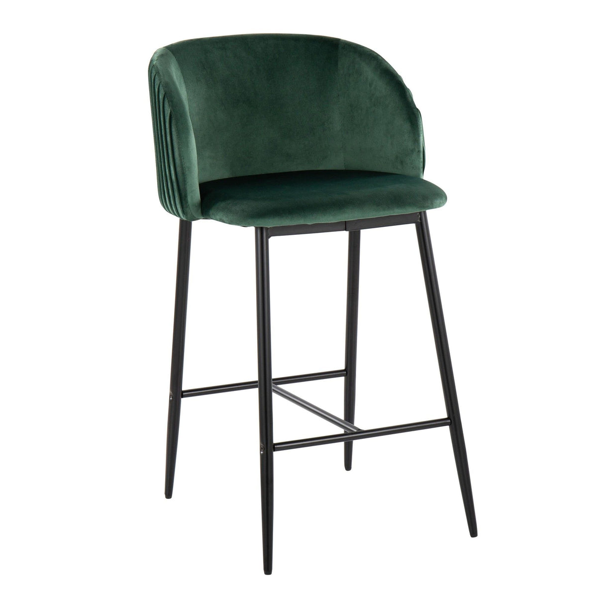 Luna - Fixed-Height Counter Stool (Set of 2) - Black Metal And Velvet