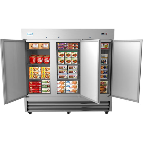 82 in. Three-Door Reach-In Freezer 72 cu ft. RIF-3D-SS.