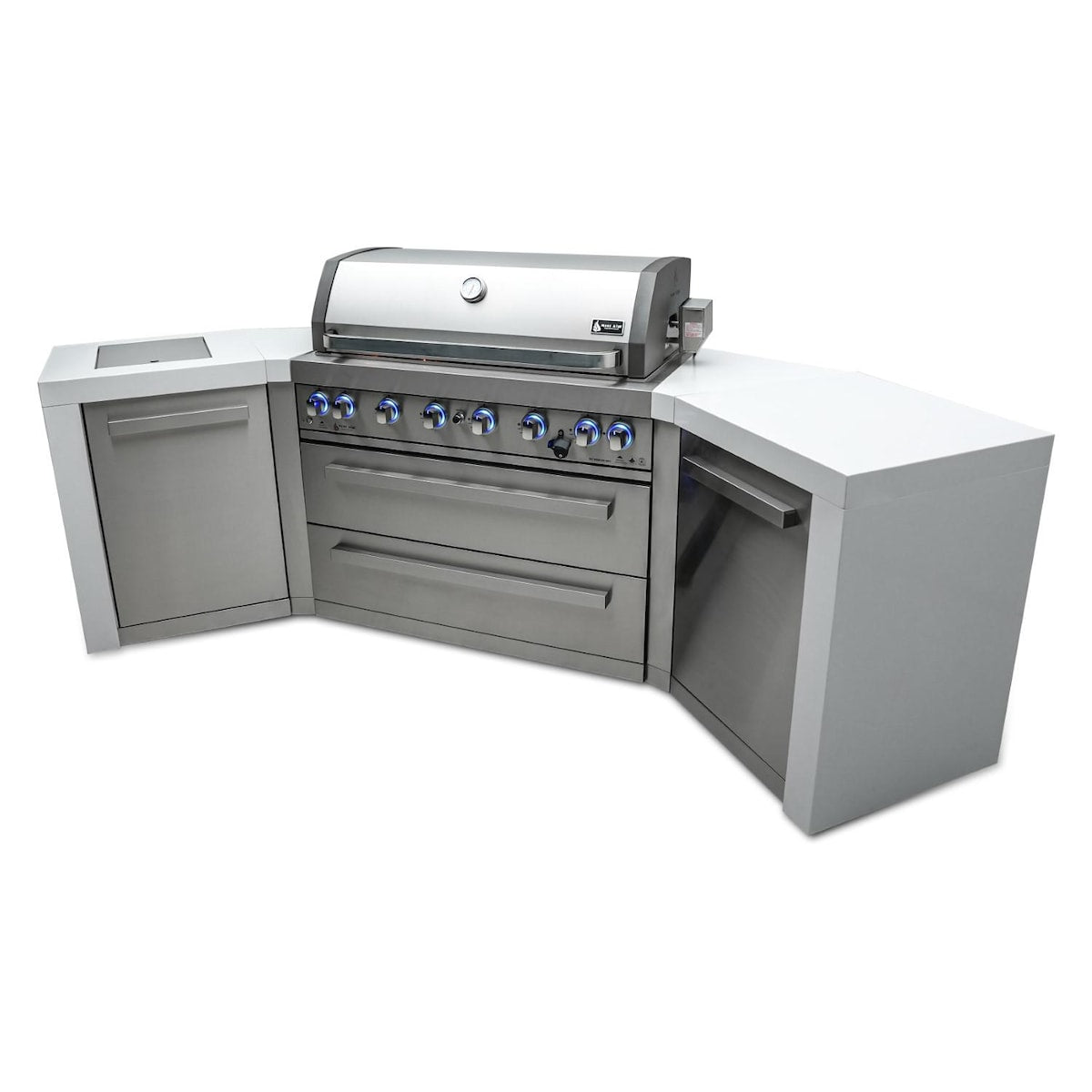 Mont Alpi Deluxe Series 8 Ft U-Shaped Propane Outdoor Kitchen Island w/ Side Burner - MAi805-D45