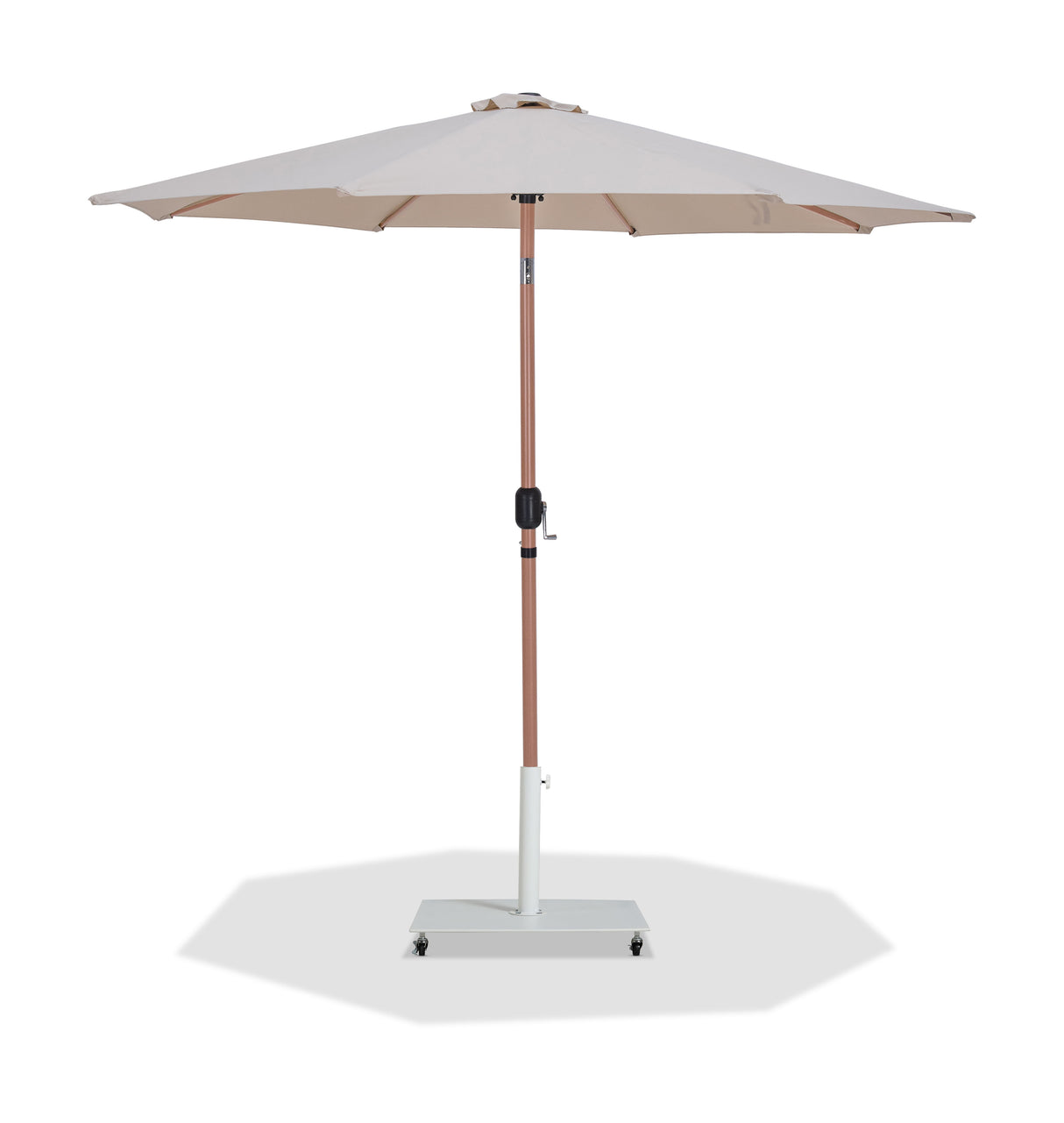 Fiji - Aluminum Patio Umbrella With Square White And Teak Base