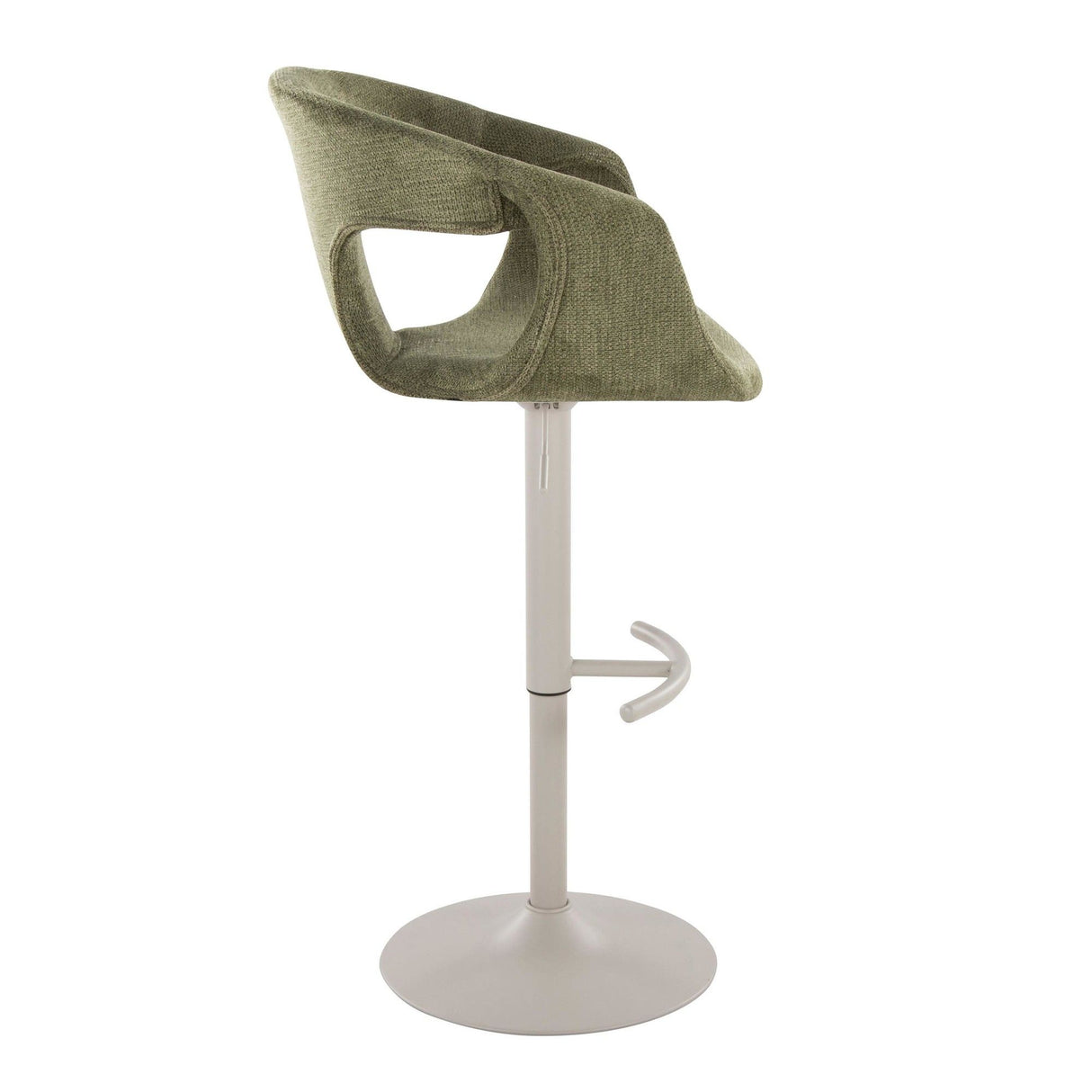 Curvo - Adjustable Barstool With Rounded T Footrest (Set of 2) - Pearl Gray Metal