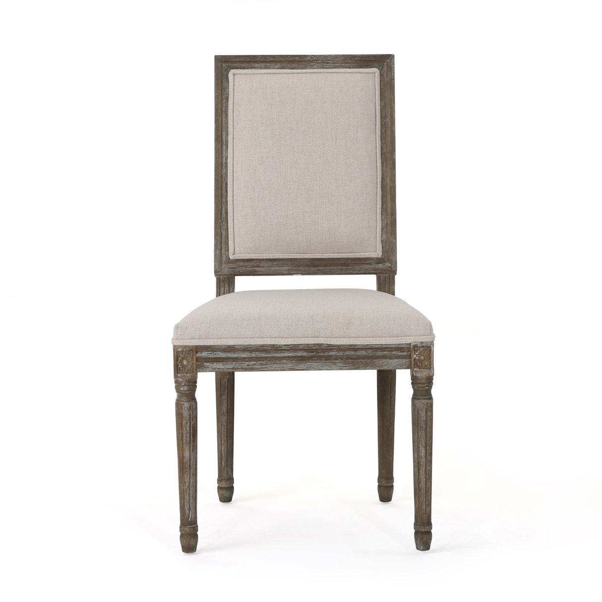 Traditional Style Dining Chair Set With Fabric Upholstery