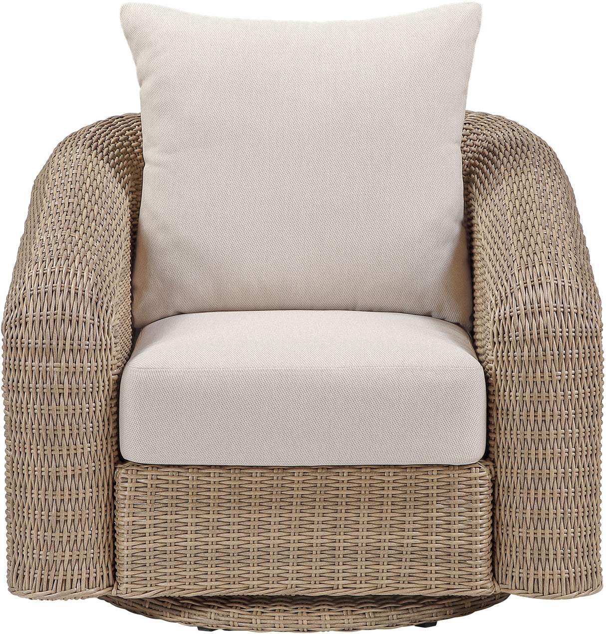 Seacrest - Olefin Water Resistant Fabric And Wicker Outdoor Patio Swivel Chair