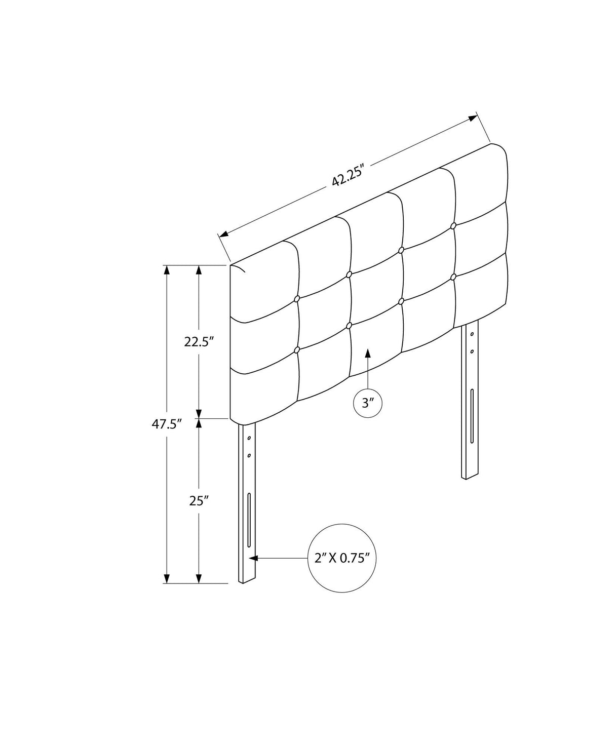 Twin Size, Bed Headboard Only, Upholstered, Transitional - White