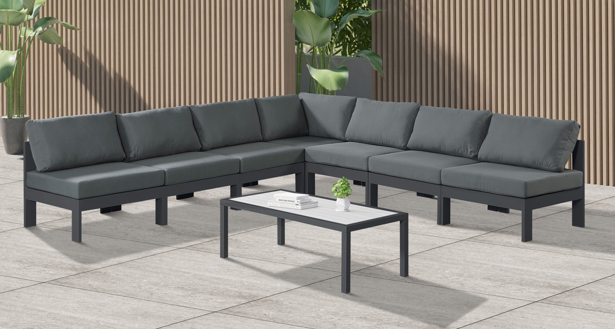 Nizuc - Outdoor Patio 7 Piece Modular Sectional With Gray Frame