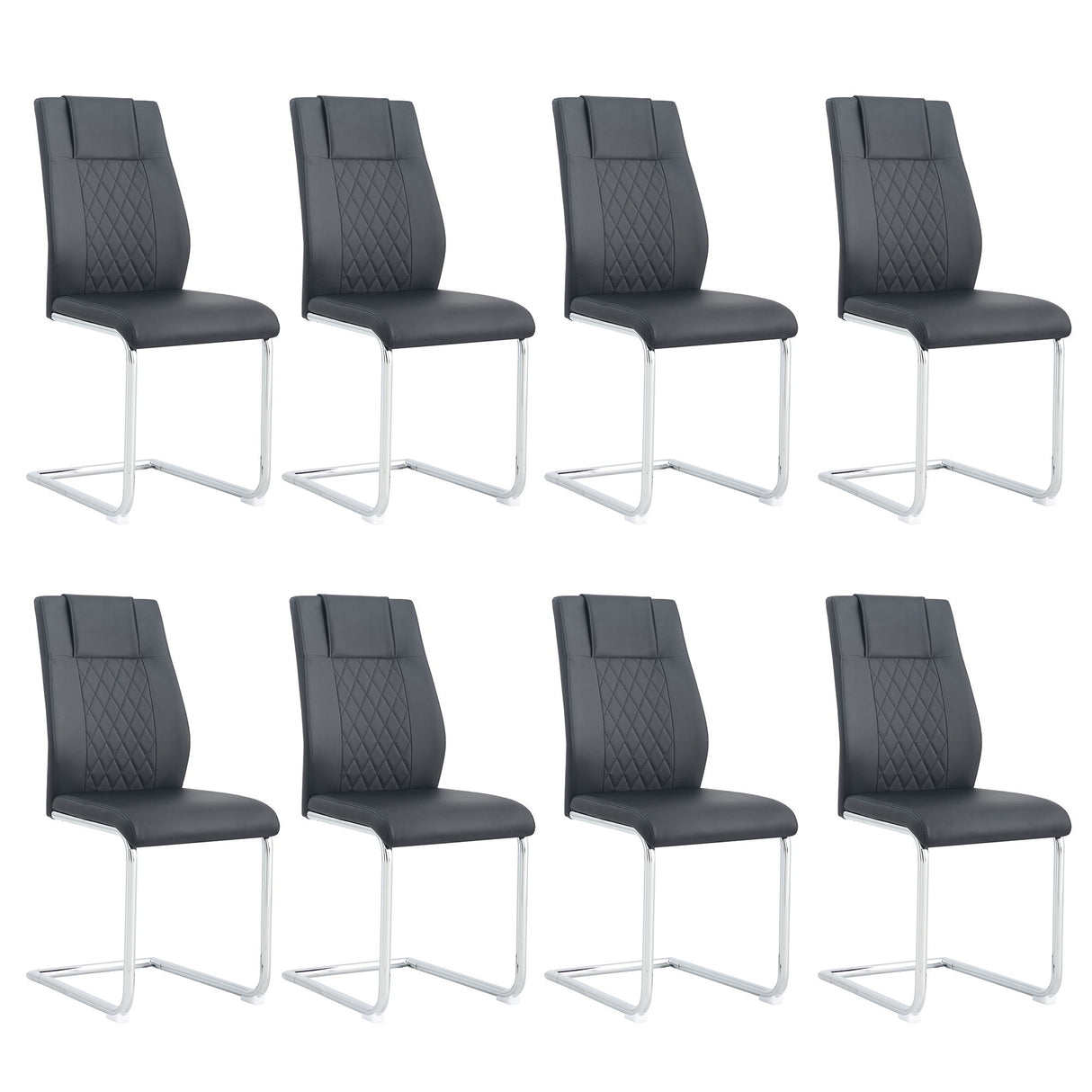 Modern Dining Chairs With Padded Seat, Metal Legs