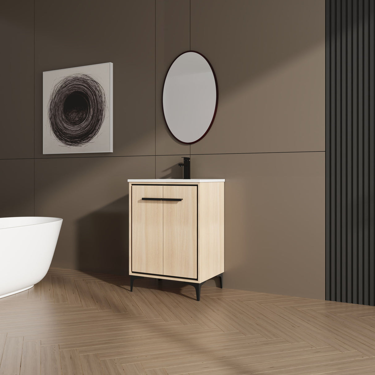 Modern Bathroom Vanity Base With Basin And Storage Cabinet
