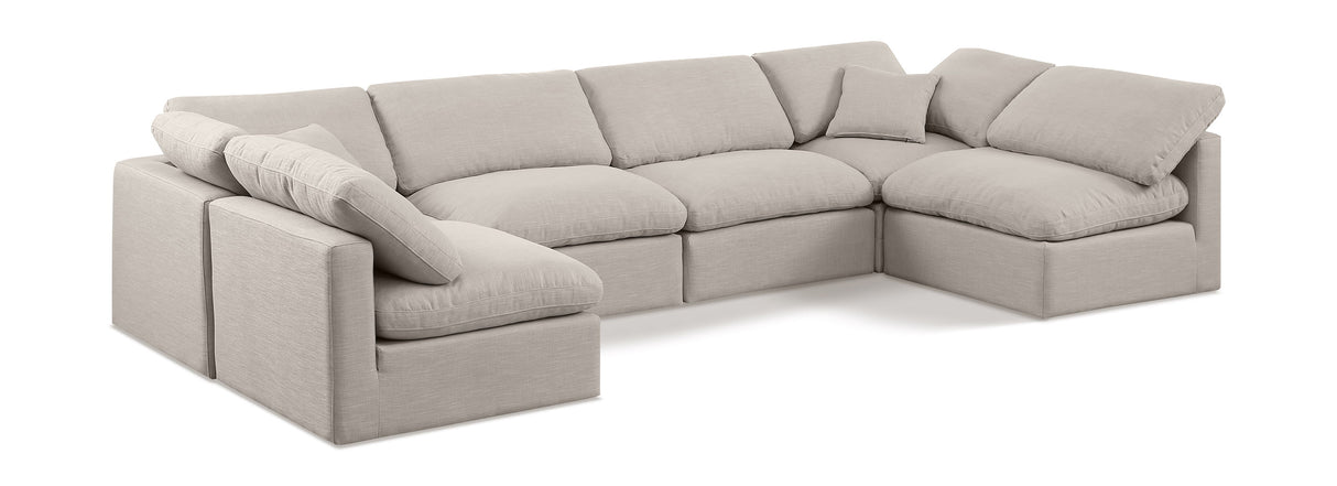 Indulge - Linen 6 Piece Modular U-Shaped Sectional