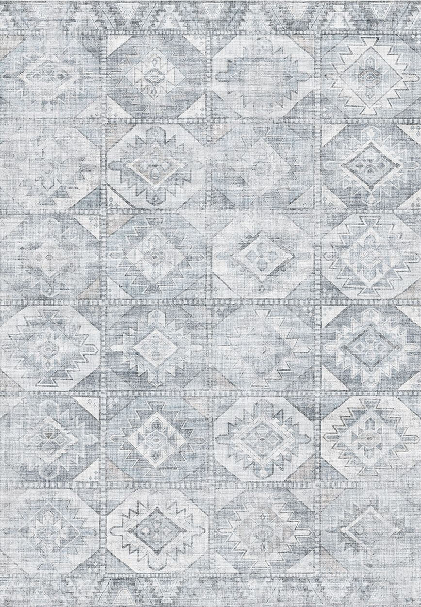 Toucan - 5' X 7' Washable Non - Slip Area Rug - Silver