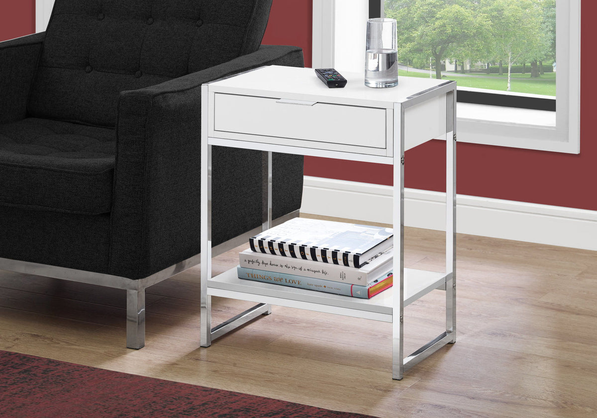 Accent Side Table, Storage Drawer, Spacious Tabletop