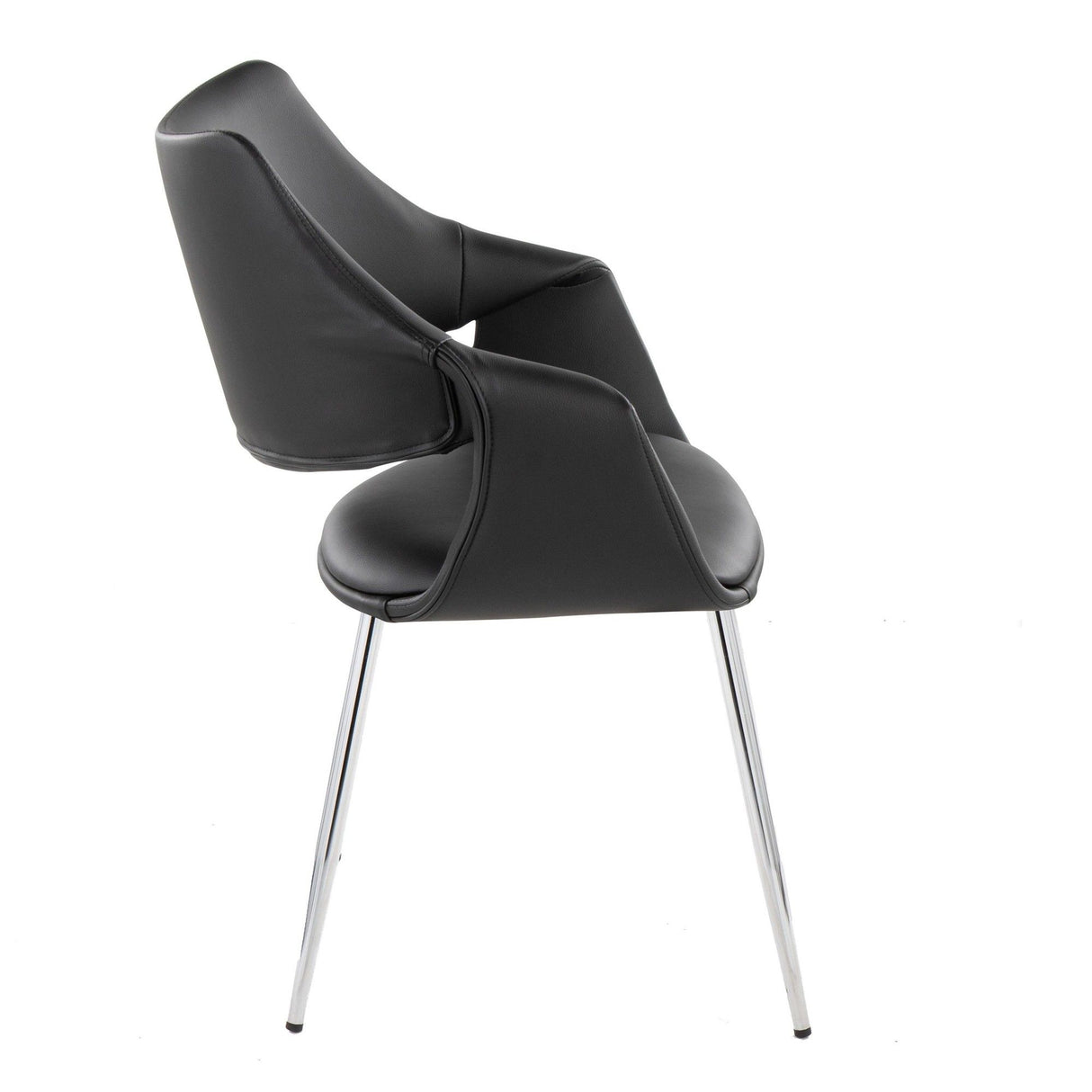 Curvo - High Back Upholstered Chair (Set of 2) - Chrome Metal Legs