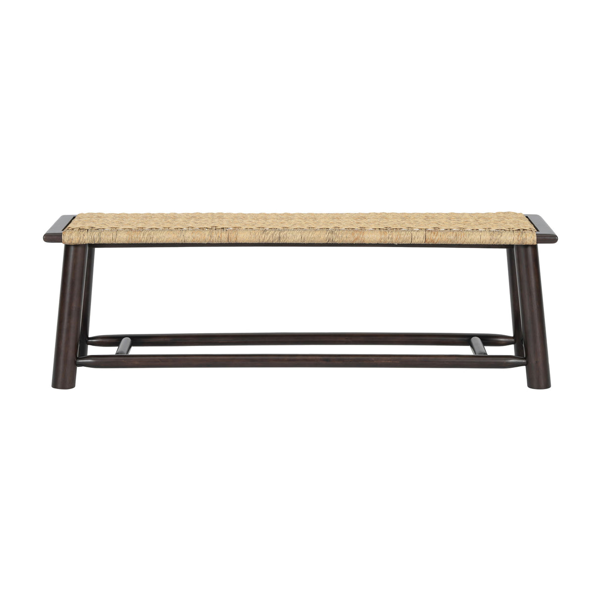 Farmhouse Modern Solid Wood Rattan Bench Multi Functional Design 59" Indoor & Covered Outdoor Bench - Walnut