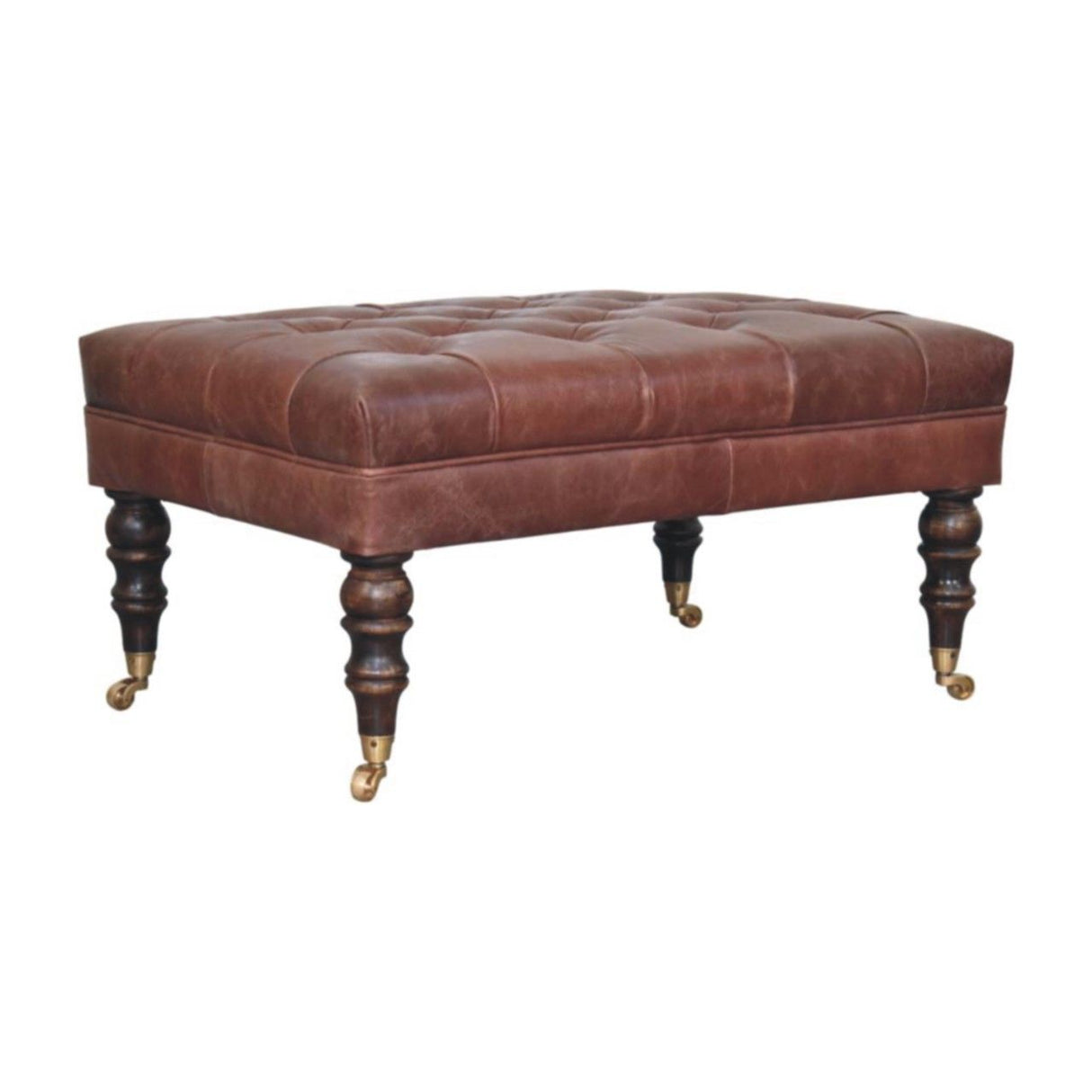 Buffalo - Leather Ottoman With Castor Legs