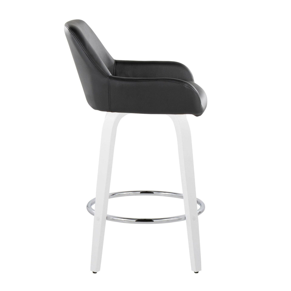 Cinch - Contemporary Fixed-Height Swivel Counter Stool (Set of 2) - White Wood And Round Footrest