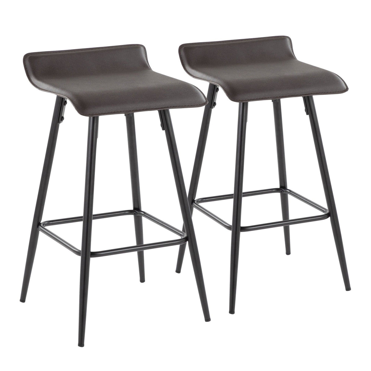 Ale - Contemporary Fixed Height Counter Stool (Set of 2) - Black Steel Frame