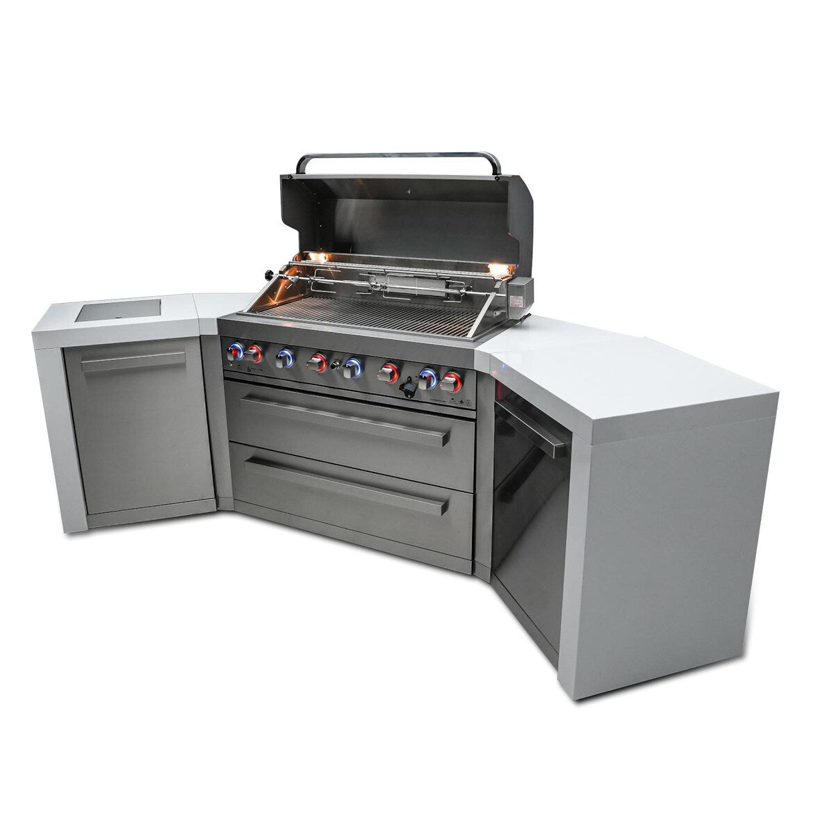Mont Alpi Deluxe Series 8 Ft U-Shaped Natural Gas Outdoor Kitchen Island w/ Side Burner - MAi805-D45