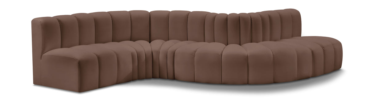 Arc - Faux Leather 6 Piece Curved Modular Sofa
