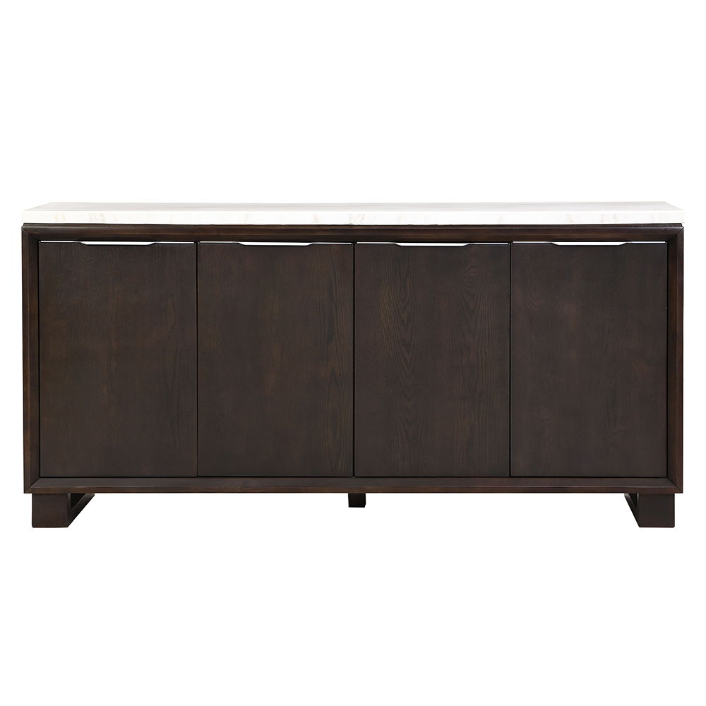 Edwyn - Server With Marble Top - Natural Marble Top & Espresso Finish