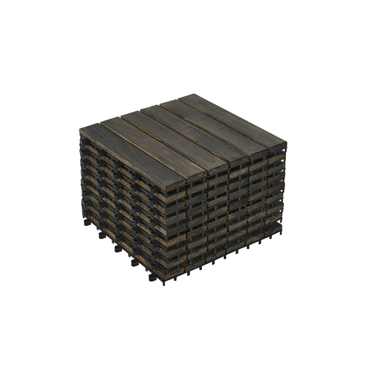 Acacia Hardwood Interlocking Deck Tiles, Striped Pattern