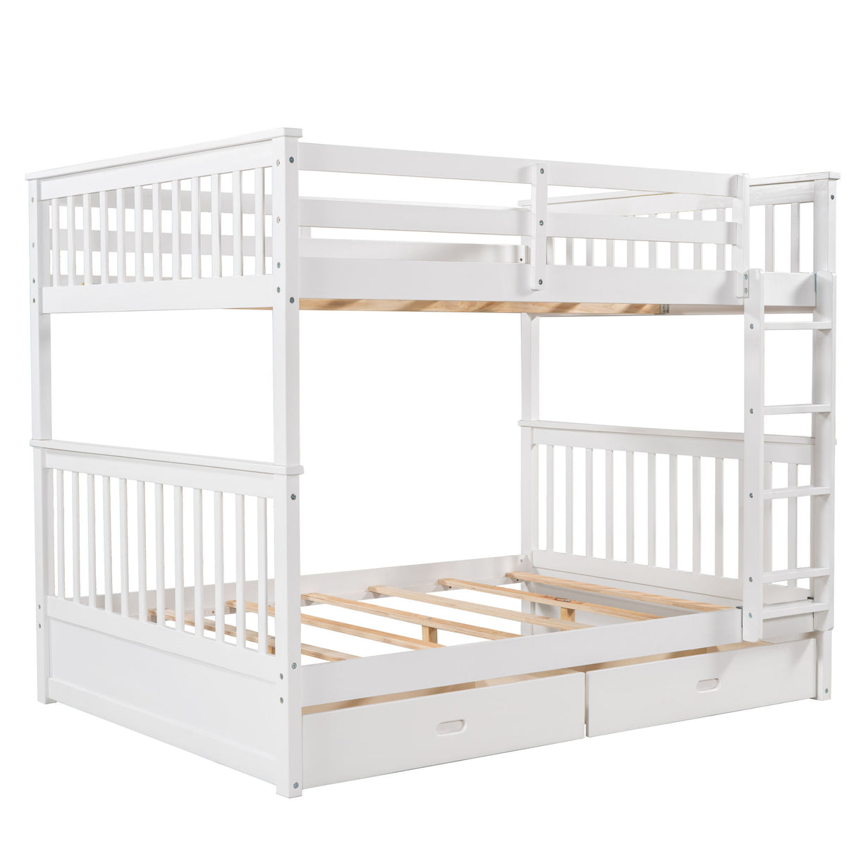 Bunk Bed With Ladders And 2 Storage Drawers