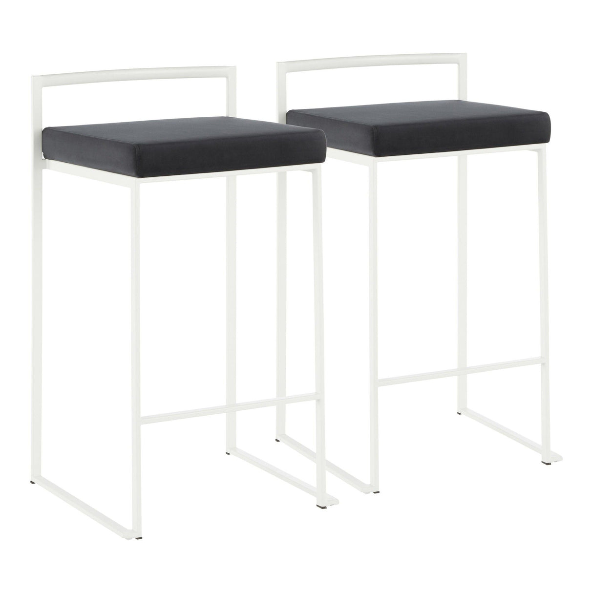 Fuji - Contemporary Stackable Counter Stool (Set of 2) - White Frame