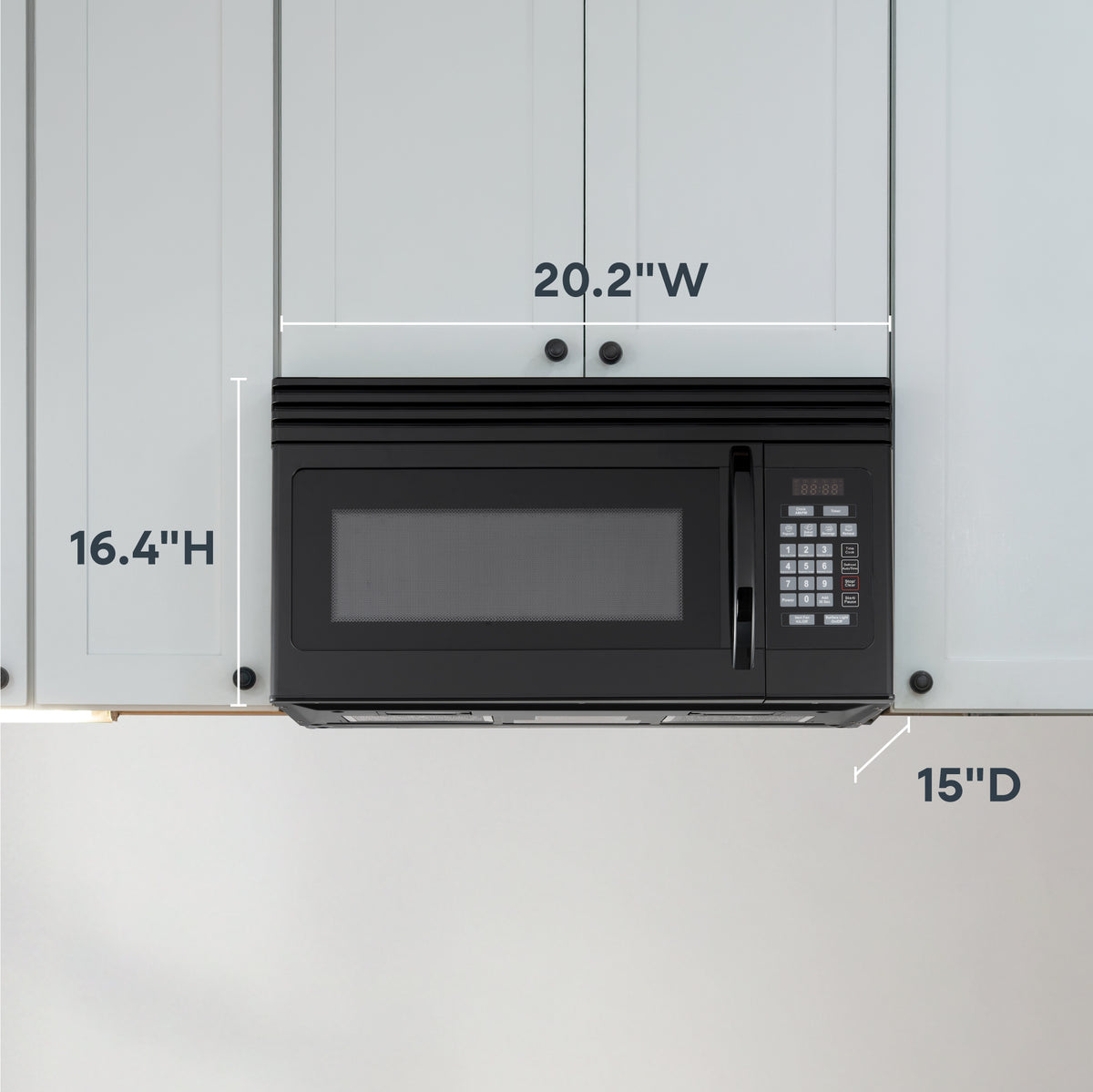 Element EM1601RQCB Over-the-Range Microwave - dimensions