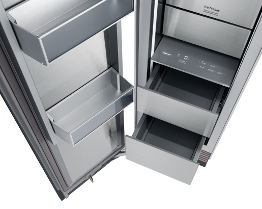 Dacor DRZ18980RAP column freezer drawers and shelving detail