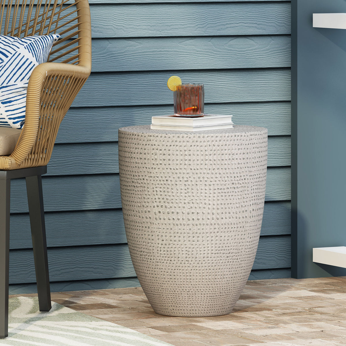 Outdoor Lightweight Concrete, Side Table - Natural