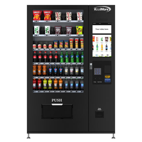 Refrigerated Snack and Drink Vending Machine with 60 Slots and 22 Inch Touch Screen with Bill and Coin Acceptor in Black (KM-VMRT-50-BC)