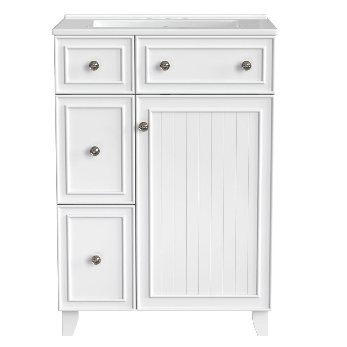 Transitional Style Bathroom Vanity Cabinet With Ceramic Sink