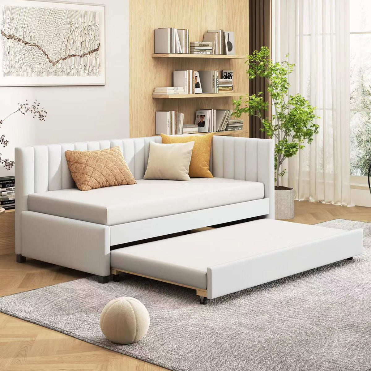 Upholstered Daybed, Sofa Bed Frame, No Box Spring Needed