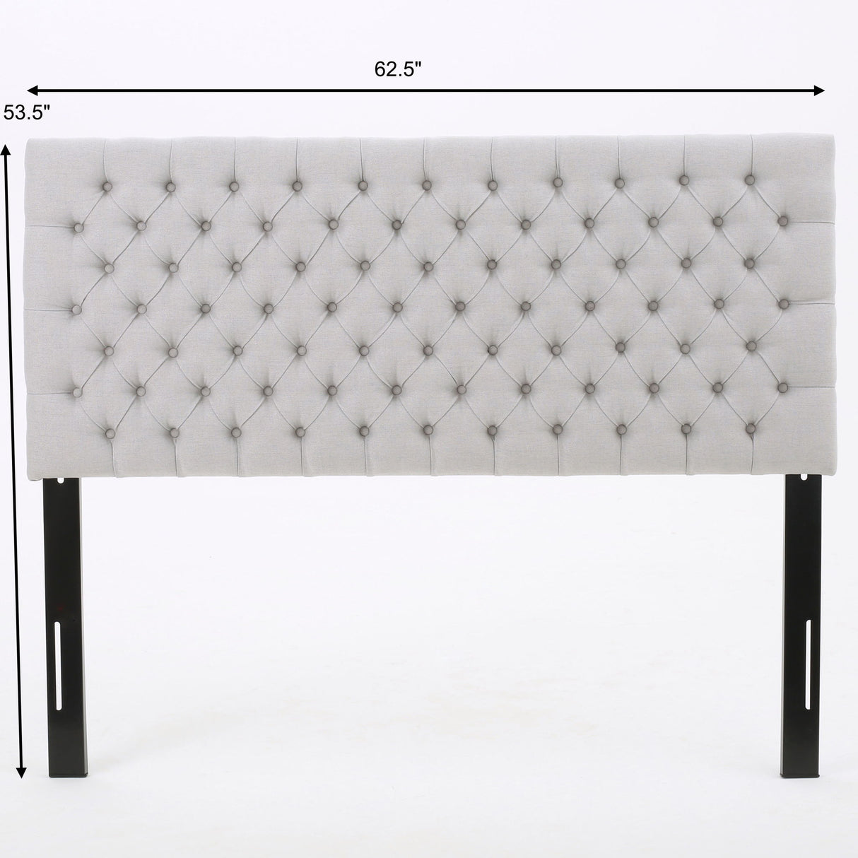 Queen Size Headboard With Button Tufting - Light Gray