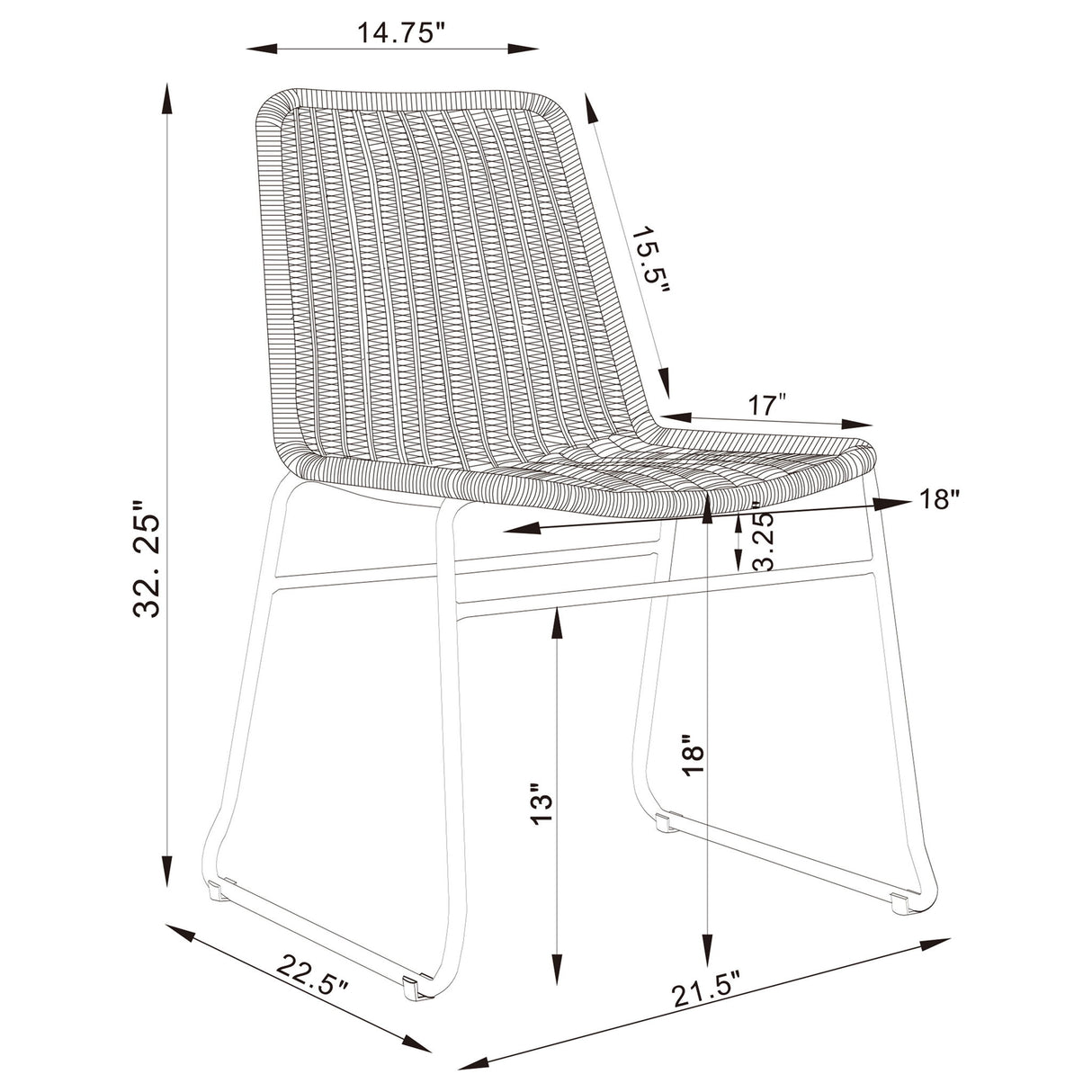 Dacy - Dining Side (Set of 2) And Sturdy Sled Base - Brown
