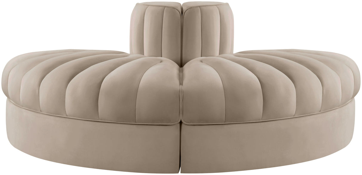 Rummi - Velvet Performance Fabric Upholstered 2 Piece Rounded Modular Loveseat