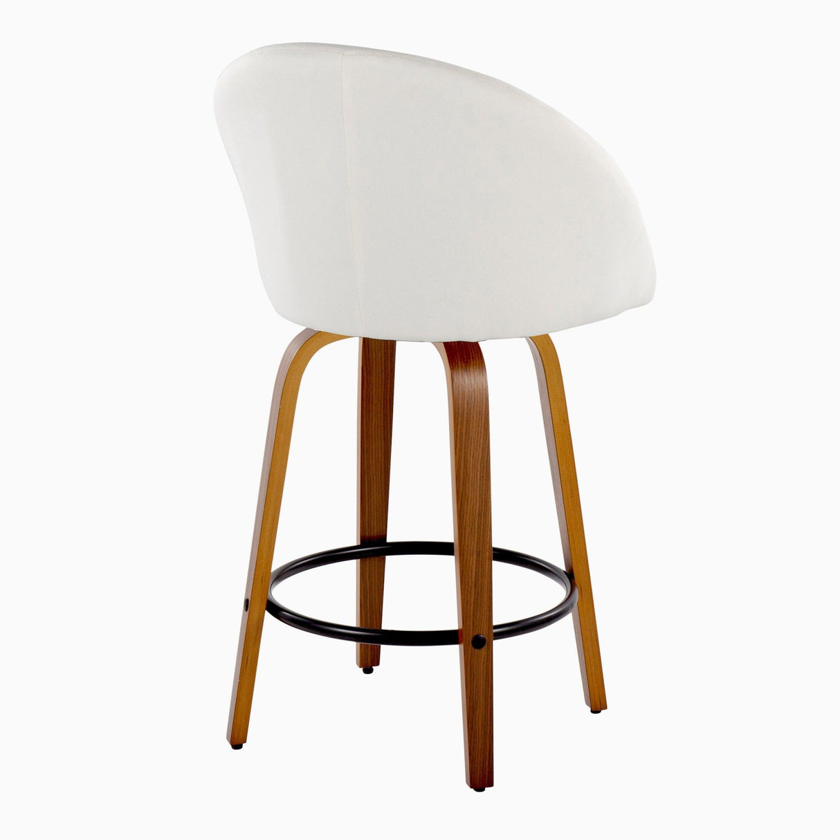 Matisse - 26" Highback Fixed-Height Counter Stool With Swivel And Round Black Metal Footrest (Set of 2) - Walnut Wood